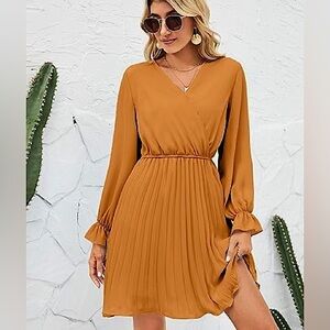 BBX Lephsnt, NWT. Wrap, Pleated, Long Sleeve Dress. Size XL.
